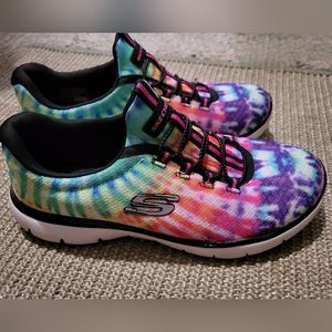 Skechers Rainbow Tie Dye Women’s Shoes Size 7 Memory Foam #149132 great conditio